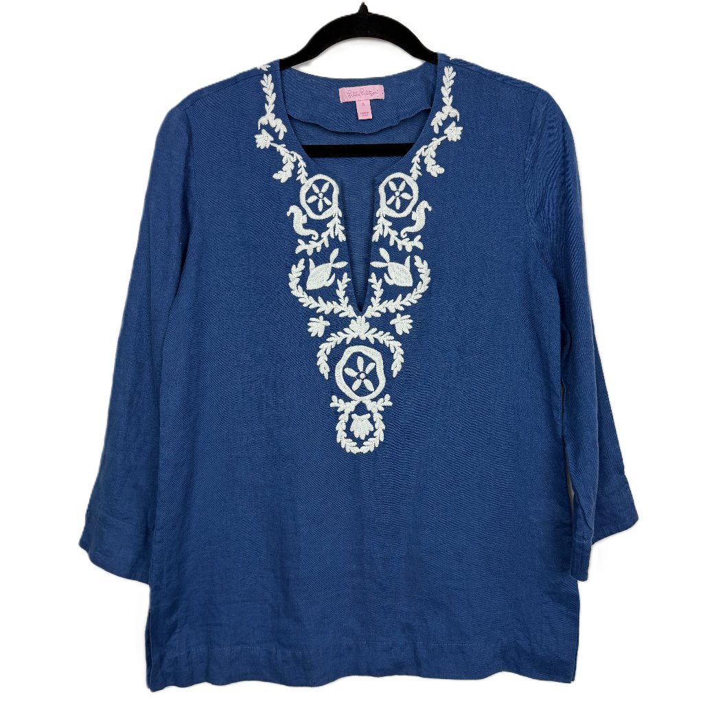 Lilly Pulitzer Amelia Island Linen Tunic Blue Small